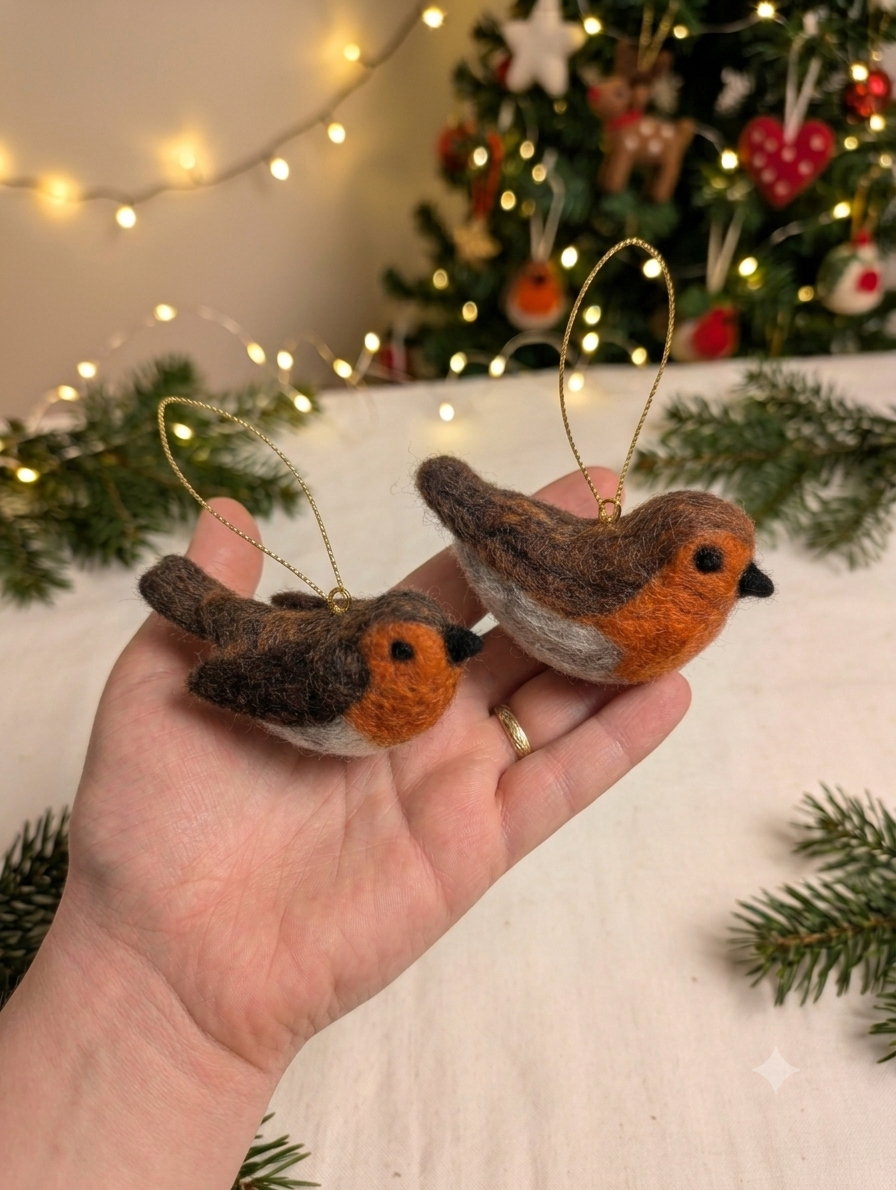 Christmas Robins (Needle Felting)